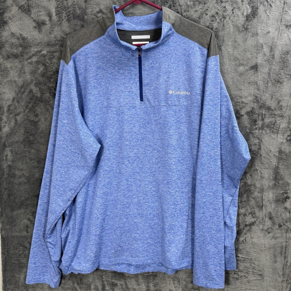 Columbia Mens 1/4 Zip Pullover Jacket Omni-Wick Blue Grey XL